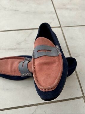 Men's Suede Two-Tone Dsquared Driving Loafers in Pink and Navy